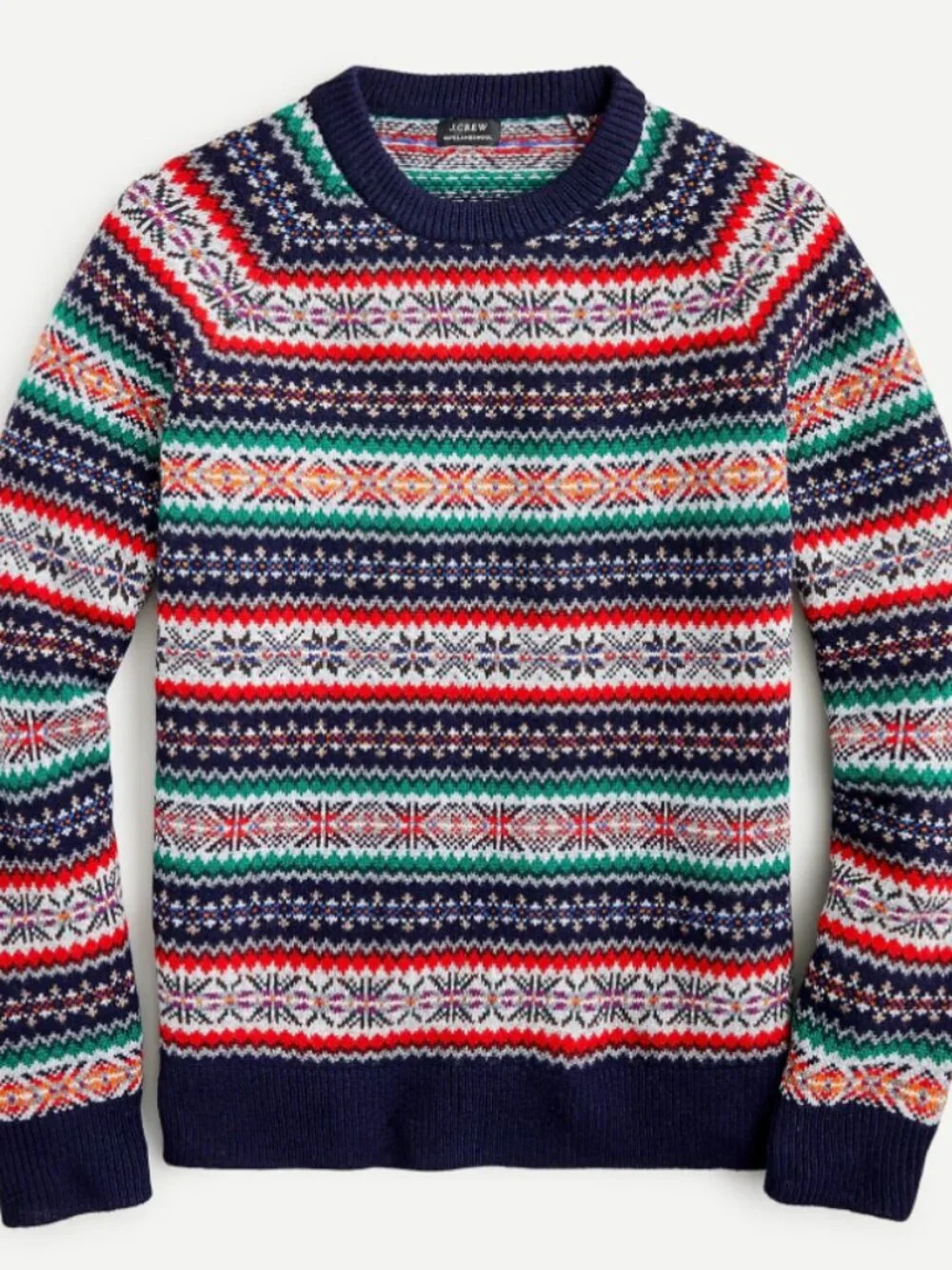 J. Crew Fair Isle Lambswool Crewneck Sweater Size Small